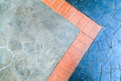 Decorative stamped and coloured concrete
