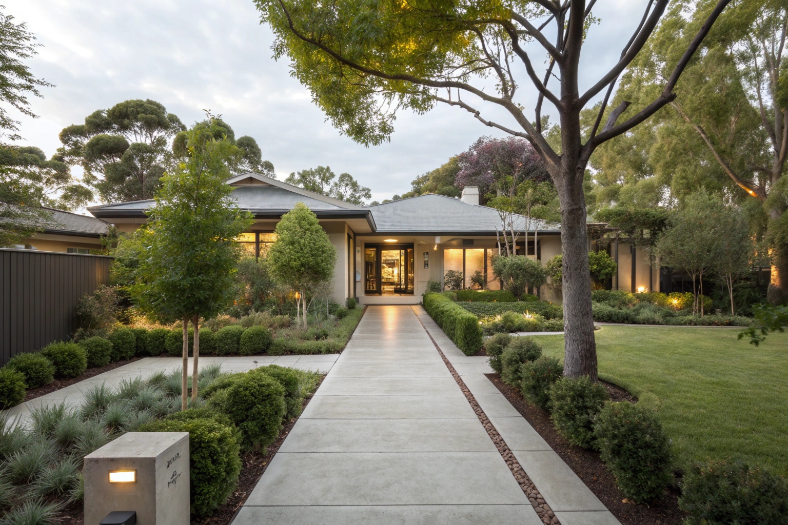 Polished concrete pathway Belconnen residential property