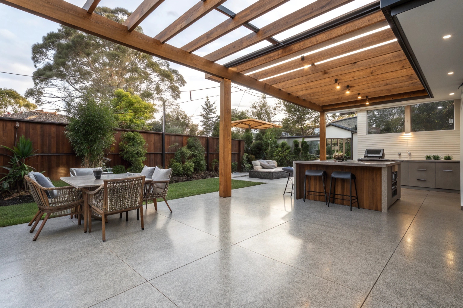 Polished concrete patio alfresco area Jerrabomberra