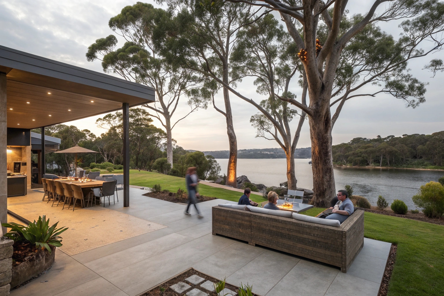 Polished concrete patio entertainment area Canberra Central