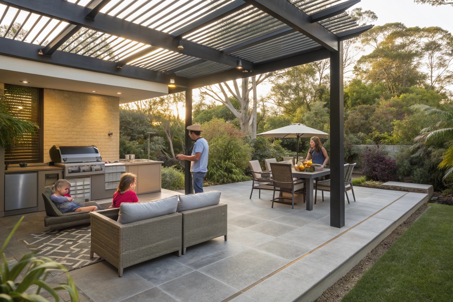 Concrete patio entertainment area Belconnen home