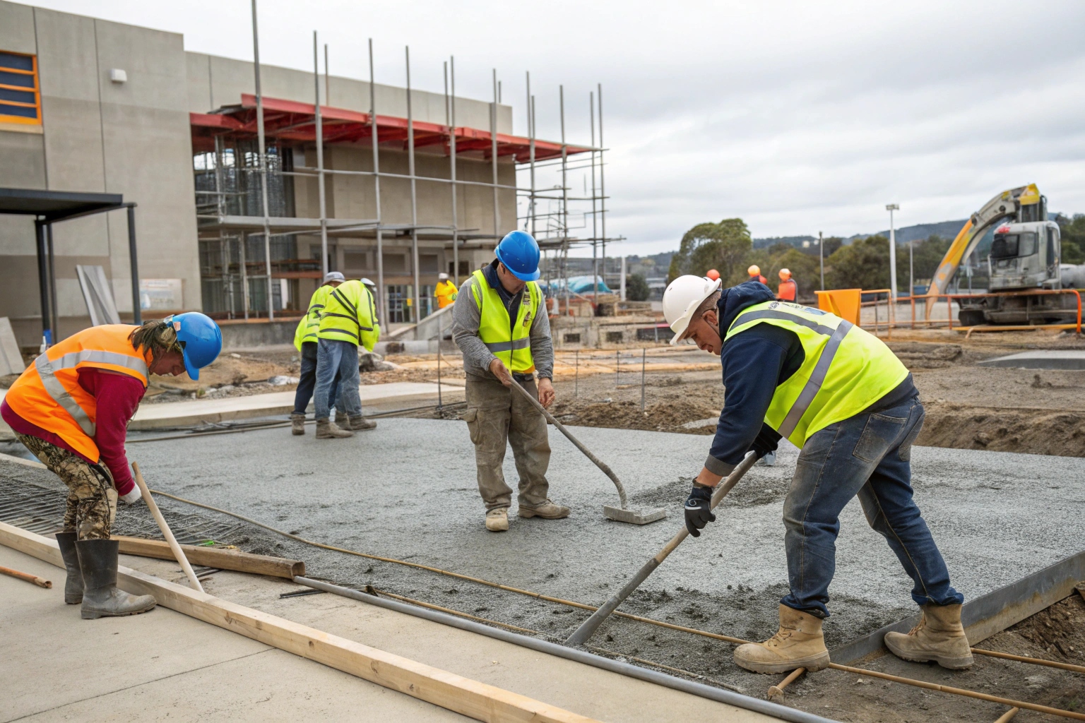 Concrete Canberra crew working together on commercial project in ACT