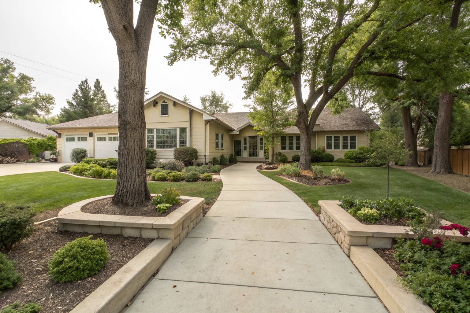 Cream coloured concrete pathway Canberra residential property