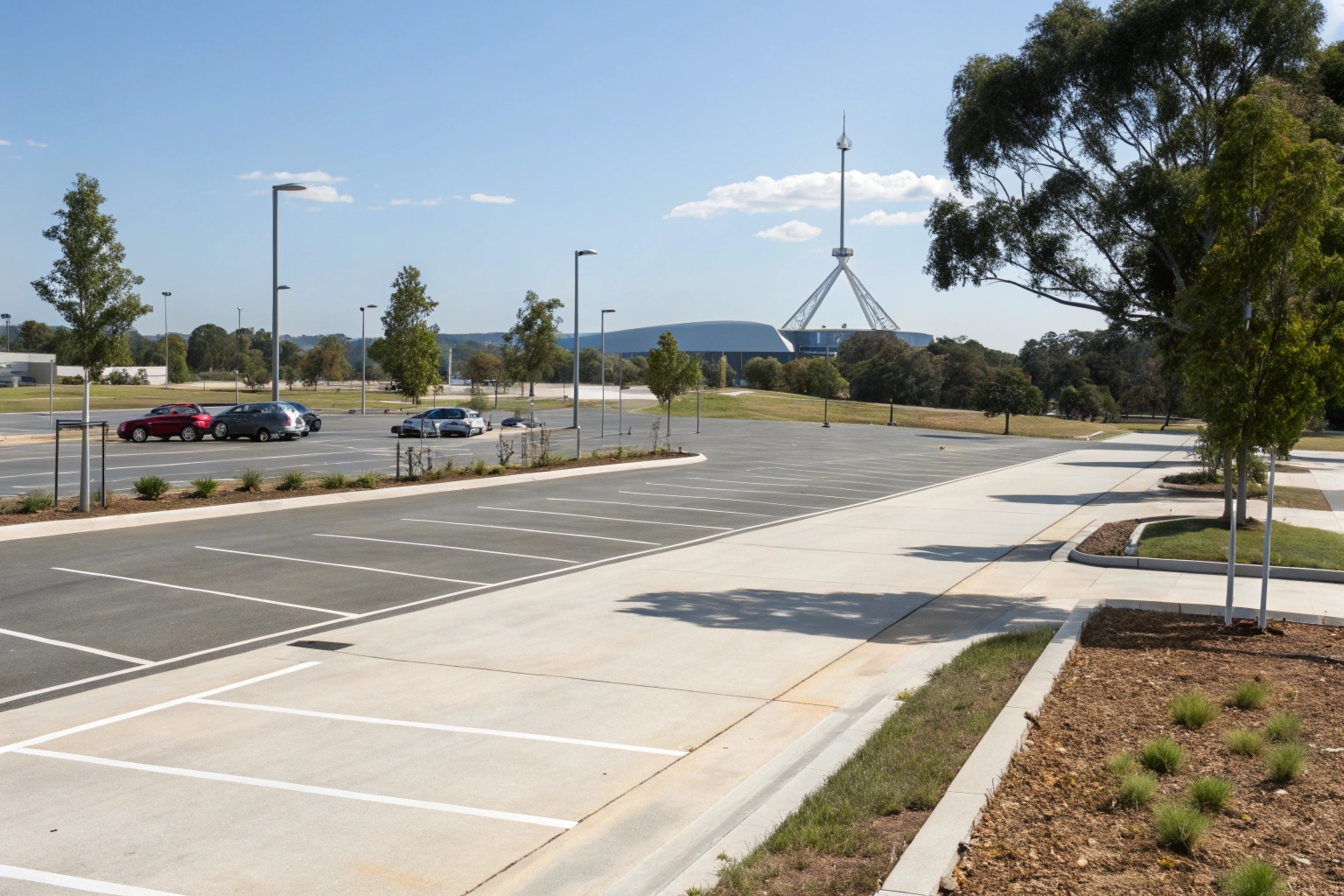 Commercial concrete parking facility in Barton ACT with professional line marking