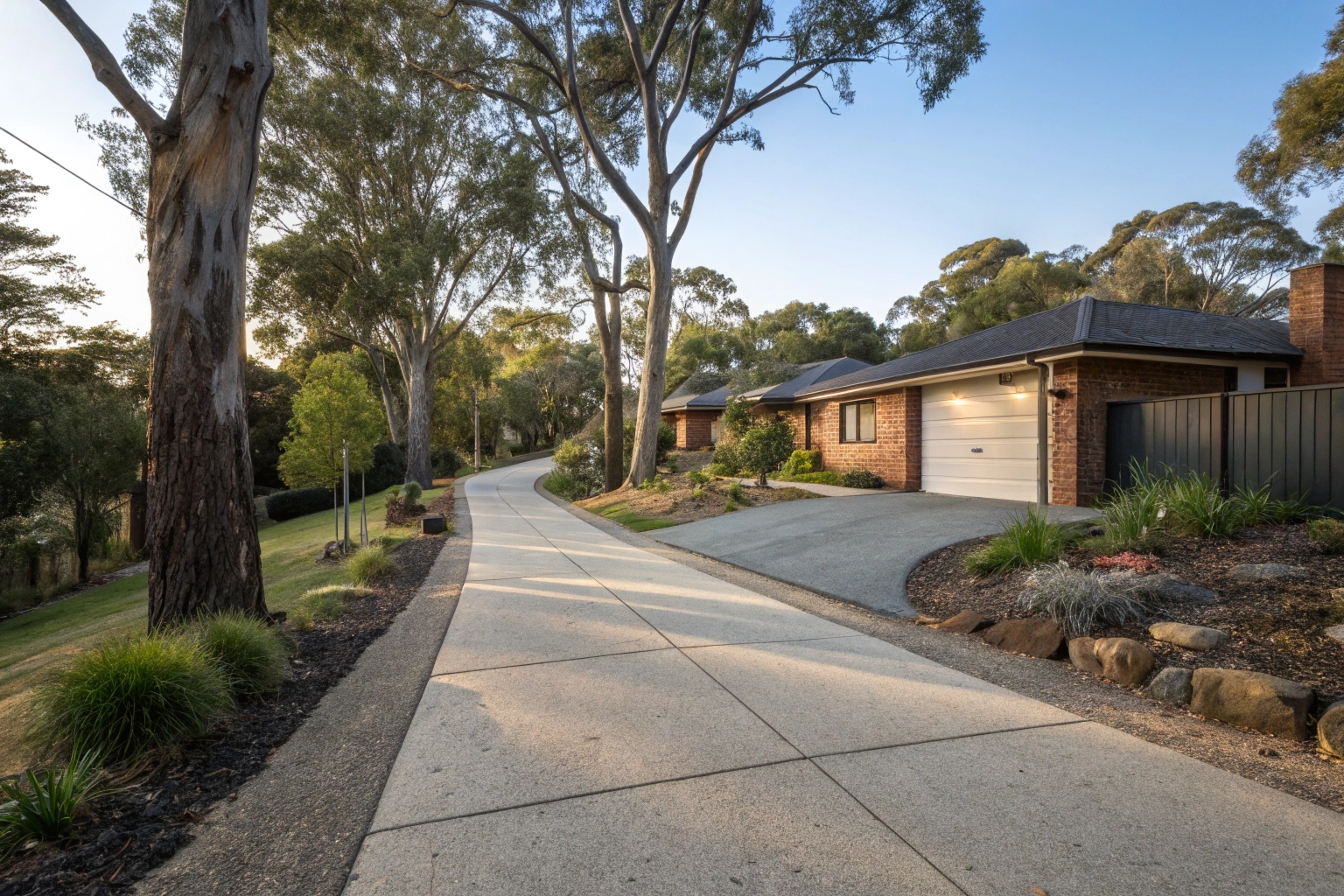 Exposed aggregate concrete driveway Woden Valley Canberra established suburb