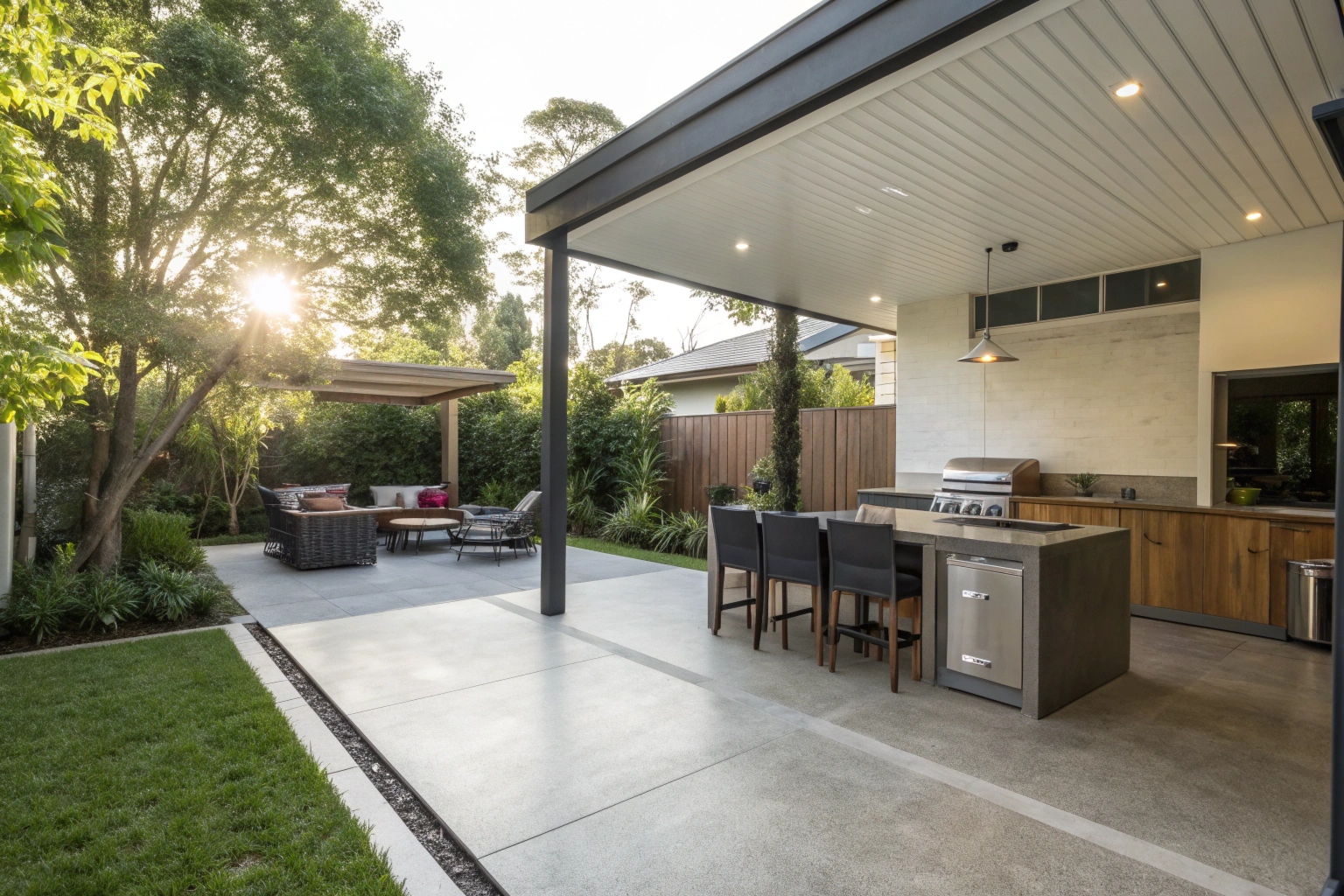 Polished concrete patio alfresco area Manuka Canberra