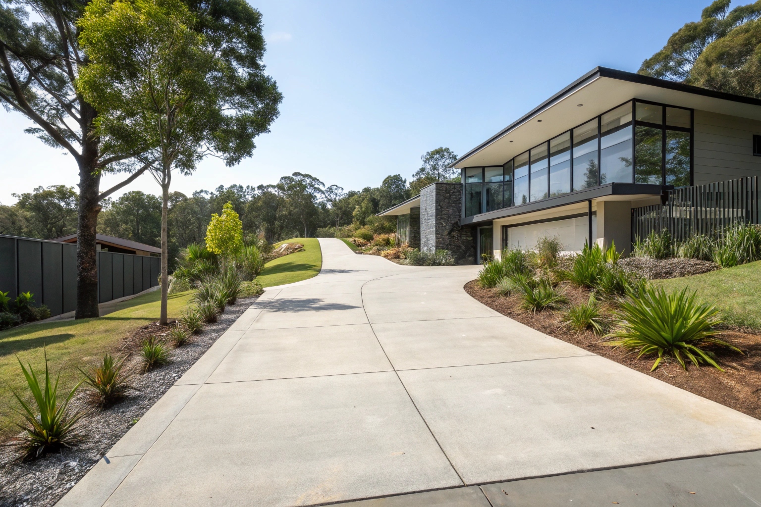 Concrete driveway Braddon residential property with climate-resistant finish