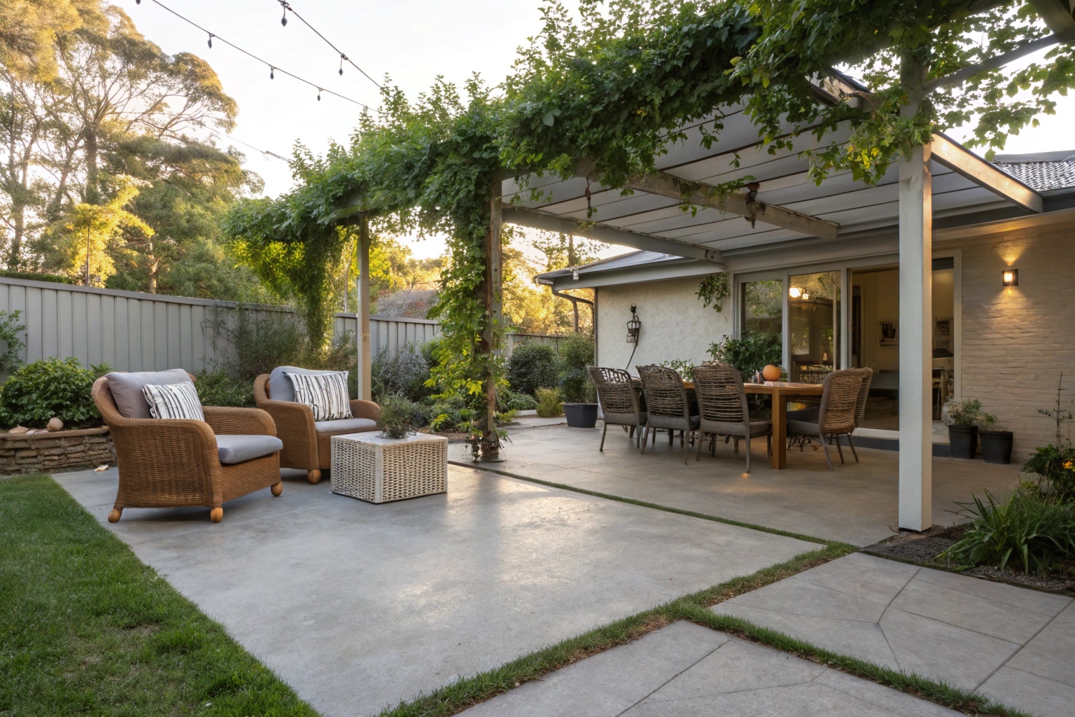 Polished concrete patio alfresco area Molonglo Valley