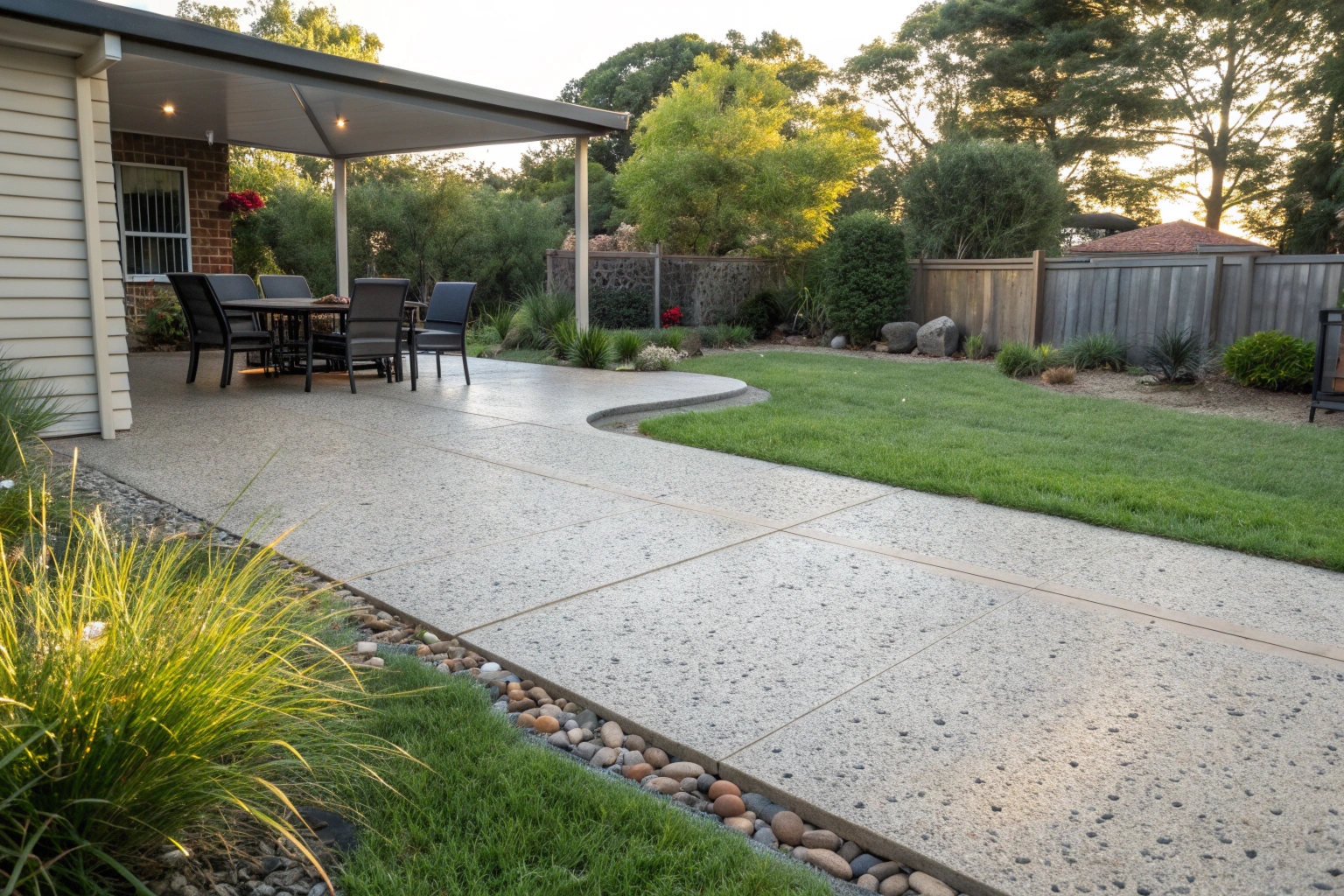 Decorative concrete patio Braddon ACT for outdoor entertaining space