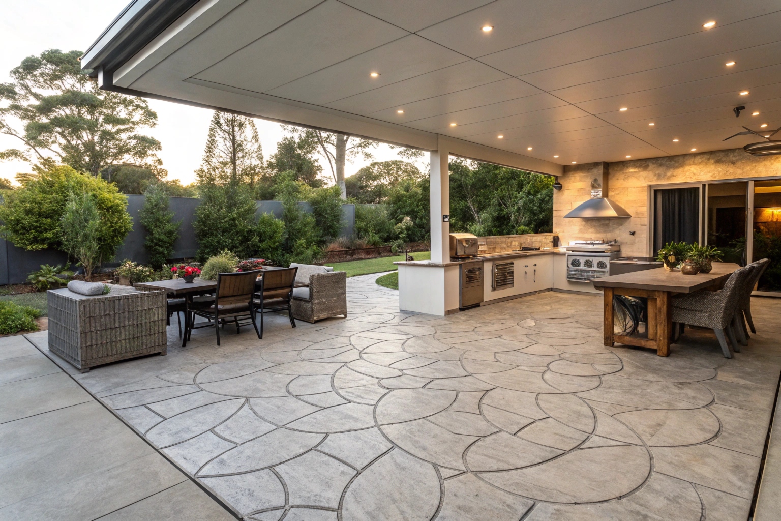 Stamped concrete alfresco area Queanbeyan outdoor living